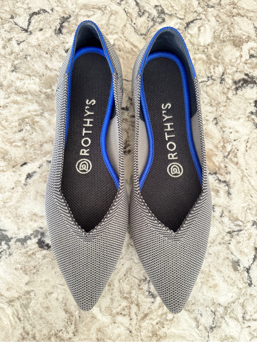 Rothy’s - Cloud Grey Birdseye Points (like new)